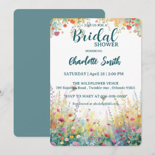Invitation oiseaux colorés Aquarelle Fleurs sauvages Personne