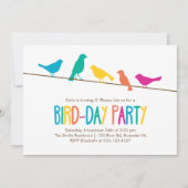 Invitation Oiseaux colorés Fête d'anniversaire (Devant)