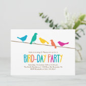 Invitation Oiseaux colorés Fête d'anniversaire (Debout devant)