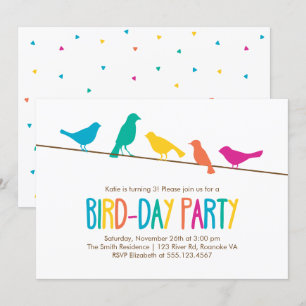 Invitation Oiseaux colorés Fête d'anniversaire