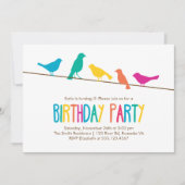 Invitation Oiseaux colorés Fête d'anniversaire (Devant)