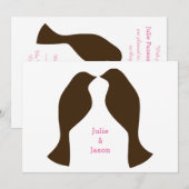 Invitation Oiseaux d'amour bruns - Annonce de mariage (Devant / Derrière)
