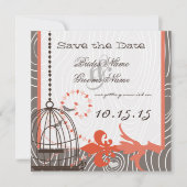 Invitation Oiseaux d'amour Cage à oiseaux en Bois Flotté Beig (Devant)