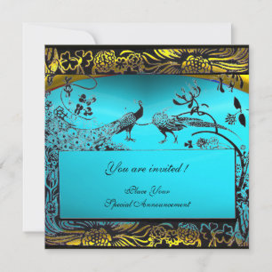 Invitation OISEAUX D'AMOUR DE MARIAGE, noir, blanc, jaune ble