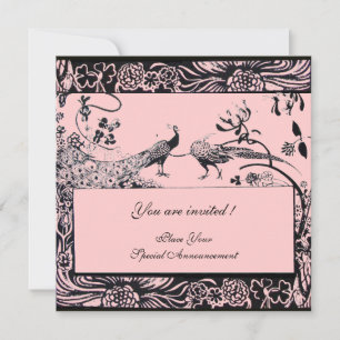 Invitation OISEAUX D'AMOUR DE MARIAGE ,noir et blanc ,rose