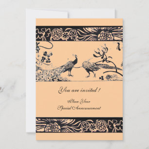 Invitation OISEAUX D'AMOUR DE MARIAGE, noir et blanc rose