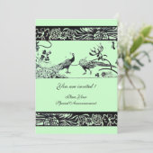 Invitation OISEAUX D'AMOUR DE MARIAGE, noir et blanc vert (Debout devant)