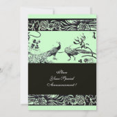 Invitation OISEAUX D'AMOUR DE MARIAGE, noir et blanc vert (Dos)