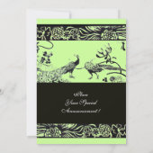 Invitation OISEAUX D'AMOUR DE MARIAGE, noir et blanc vert (Dos)