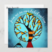 Invitation Oiseaux dans un arbre Fin de la chimiothérapie Cél (Devant / Derrière)