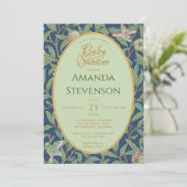 Invitation Oiseaux de Baby Shower Grenade Feuilles Vertes Mor (Debout devant)