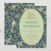 Invitation Oiseaux de Baby Shower Grenade Feuilles Vertes Mor (Devant / Derrière)