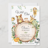 Invitation Oiseaux de bois adorables 1er Anniversaire Sauvage (Devant)