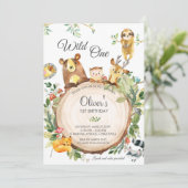 Invitation Oiseaux de bois adorables 1er Anniversaire Sauvage (Debout devant)