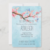 Invitation Oiseaux de fleurs de cerisiers   (Devant)