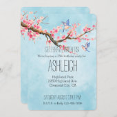 Invitation Oiseaux de fleurs de cerisiers   (Devant / Derrière)