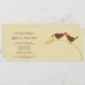 Invitation Oiseaux de l'amour 10 cm x 23,5 cm Anniversaire de (Devant / Derrière)