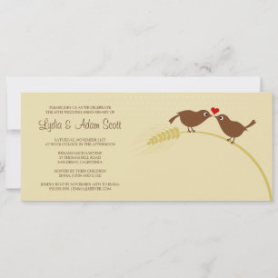 Invitation Oiseaux de l'amour 10 cm x 23,5 cm Anniversaire de