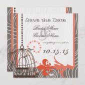 Invitation Oiseaux de l'amour Cage à oiseaux en Bois flotté B (Devant / Derrière)