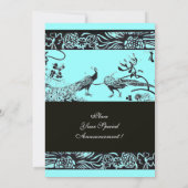 Invitation OISEAUX DE L'AMOUR DE MARIAGE, noir et blanc bleu (Dos)