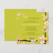 Invitation Oiseaux de l'amour du printemps 35e anniversaire d (Devant / Derrière)