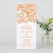 Invitation Oiseaux de l'amour mariage orange corail (Debout devant)