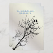 Invitation oiseaux de l'amour moderne mariage rustique à la c (Devant / Derrière)