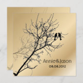 Invitation oiseaux de l'amour moderne mariage rustique à la c (Devant / Derrière)