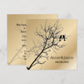 Invitation oiseaux de l'amour modernes mariage rustique à la (Devant / Derrière)