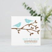 Invitation Oiseaux de l'amour monogrammés Mariage Enregistrer (Debout devant)
