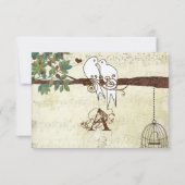 Invitation Oiseaux de l'amour sarcelle perchés dans un arbre  (Dos)