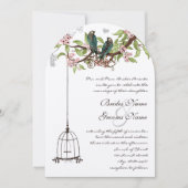 Invitation Oiseaux de l'amour sarcelle vintage Cage à oiseaux (Devant)