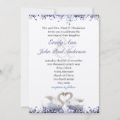 Invitation Oiseaux de l'amour Tourbillon Bleu Mariage (Dos)