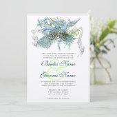 Invitation Oiseaux de l'amour vintage Paon (Debout devant)