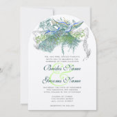 Invitation Oiseaux de l'amour vintage paon (Devant)
