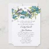 Invitation Oiseaux de l'amour vintage sarcelle violet et vert (Devant)