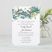 Invitation Oiseaux de l'amour vintage sarcelle violet et vert (Debout devant)
