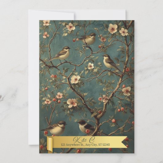 Invitation oiseaux de mariage (Dos)