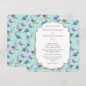 Invitation Oiseaux de mariage à l'aquarelle de style moderne (Devant / Derrière)