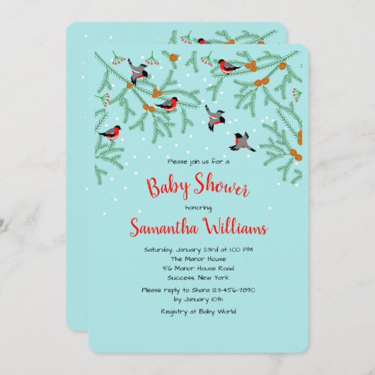 Invitation Oiseaux d'Hiver (Devant / Derrière)