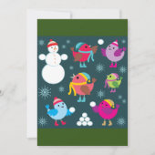 Invitation Oiseaux d'hiver jouant dans la neige avec un bonho (Devant)