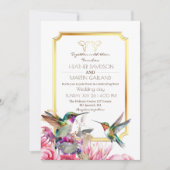 Invitation Oiseaux élégants Jardin d'or Ressort Mariage flora (Devant)