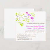 Invitation Oiseaux Élégants sur une branche Mariage pourpre e (Devant / Derrière)