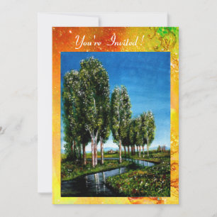 Invitation OISEAUX EN TOSCANE, mousseux vert brun jaune