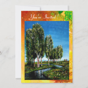 Invitation OISEAUX EN TOSCANE, mousseux vert brun jaune