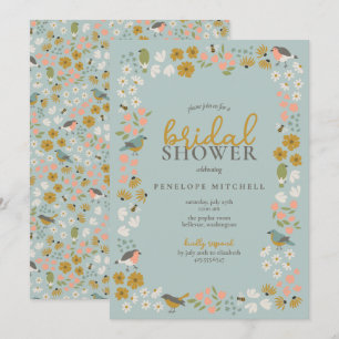 Invitation Oiseaux et abeilles Fête des mariées florale