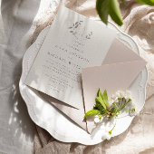 Invitation Oiseaux et beige romantique feuille | mariage rose
