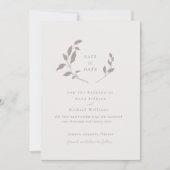 Invitation Oiseaux et feuilles roses | beige enregistrer la d (Devant)