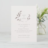 Invitation Oiseaux et feuilles roses | beige enregistrer la d (Debout devant)