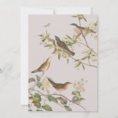 Invitation Oiseaux et feuilles roses | beige enregistrer la d (Dos)